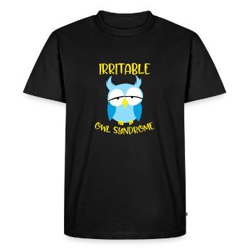 Syndrome de la chouette irritable Drôle Oiseaux nocturnes Humour - T-shirt Premium bio Homme - noir - Devant - Nico (187cm)