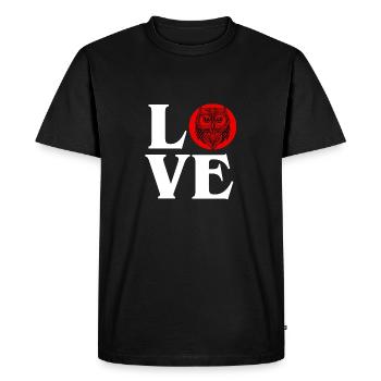 Hibou Amour Oiseaux Nocturnes Amoureux Prédateur Oiseau Cool - T-shirt Premium bio Homme - noir - Devant - Nico (187cm)