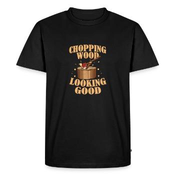 Chopping Wood Looking Good Logging Logger - Men's Premium Organic T-Shirt - black - Front - Nico (187cm)