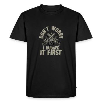 Don't Worry I Hugged It First Logging Lumberjack L - Men's Premium Organic T-Shirt - black - Front - Nico (187cm)