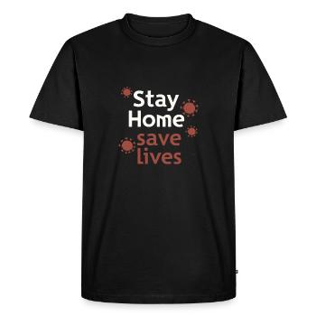 RESTEZ À LA MAISON - T-shirt Premium bio Homme - noir - Devant - Nico (187cm)
