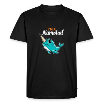 Je suis une licorne narval de la mer Drôle de baleine de mer - T-shirt Premium bio Homme - noir - Devant - Nico (187cm)