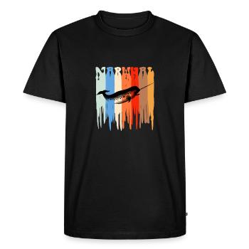 Rétro Narval Fun Licorne De La Mer Poisson Vintage - T-shirt Premium bio Homme - noir - Devant - Nico (187cm)