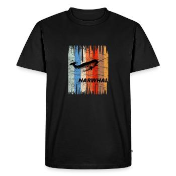 Narval rétro Vintage Licorne de la mer Arc-en-ciel - T-shirt Premium bio Homme - noir - Devant - Nico (187cm)