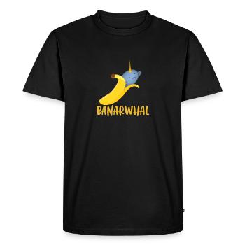 Banarwhal Banana Narwhal Pun Yellow Fruit Animal - Men's Premium Organic T-Shirt - black - Front - Nico (187cm)