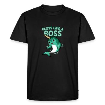 Floss Like A Bossy T-Shirt Flossing Dance Narwhal - T-shirt Premium bio Homme - noir - Devant - Nico (187cm)