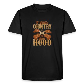 Un peu de pays Un petit quartier Musique western - T-shirt Premium bio Homme - noir - Devant - Nico (187cm)