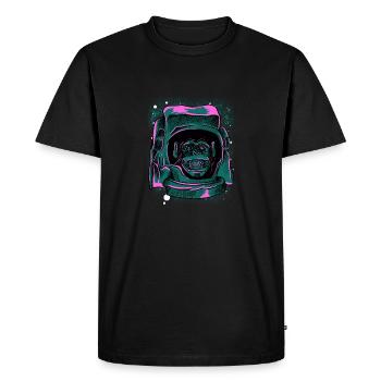 Retro Astronaut Monkey Head T-Shirt - Funny Ape - Men's Premium Organic T-Shirt - black - Front - Nico (187cm)