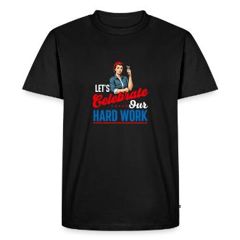 Feiern wir unseren Tag der harten Arbeit - Männer Premium Bio T-Shirt - Schwarz - Vorne - Nico (187cm)