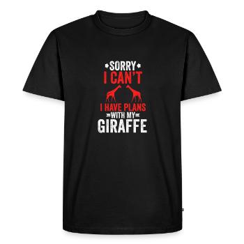 Sorry I Can't I have Plans With My Giraffe Animal - Men's Premium Organic T-Shirt - black - Front - Nico (187cm)