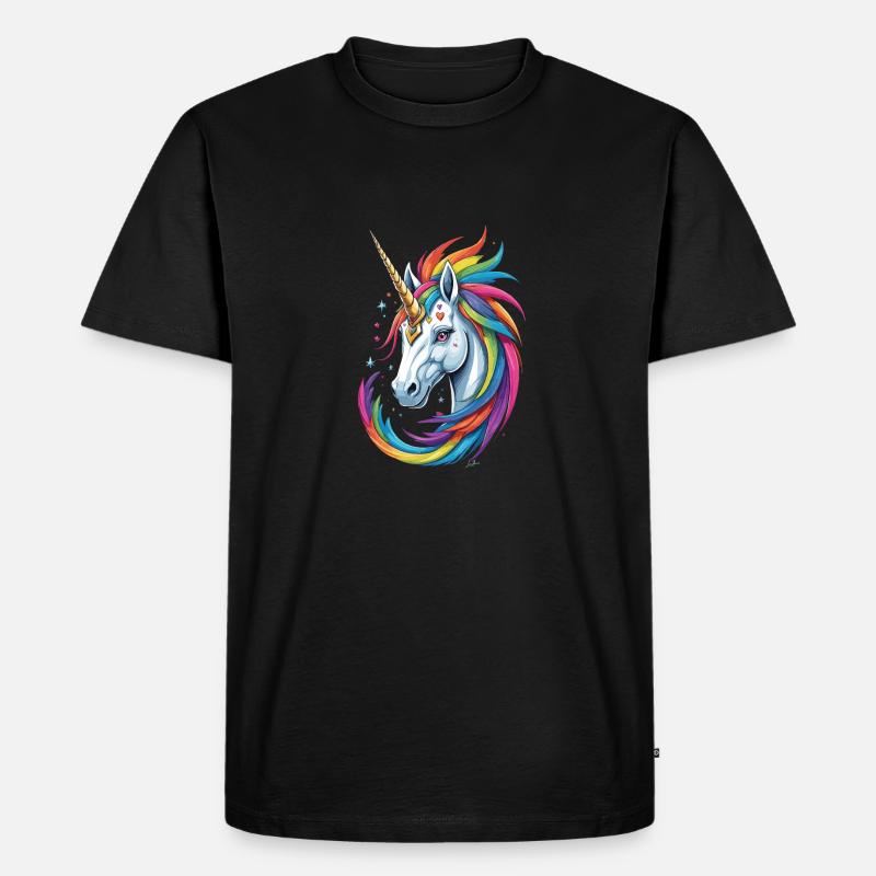 Buntes Einhorn - Männer Premium Bio T-Shirt - Schwarz