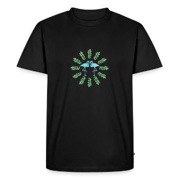 Two Tropical Flamingos Wading Bird leaves Cool Art - Men's Premium Organic T-Shirt - black - Front - Nico (187cm)