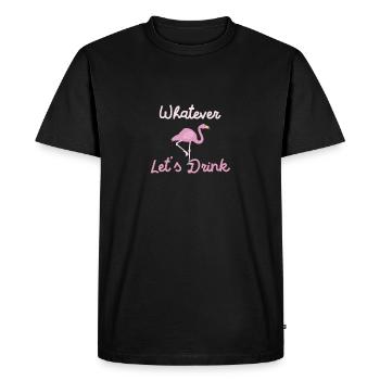 T-shirt Whatever Let’s Drink - Drôle d’oiseau flamant rose - T-shirt Premium bio Homme - noir - Devant - Nico (187cm)
