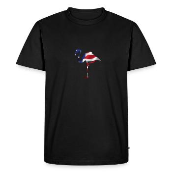 T-shirt drapeau américain flamant rose - Proud American - T-shirt Premium bio Homme - noir - Devant - Nico (187cm)