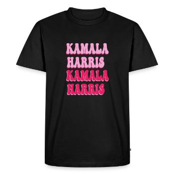 Kamala harris pink text - Men's Premium Organic T-Shirt - black - Front - Nico (187cm)
