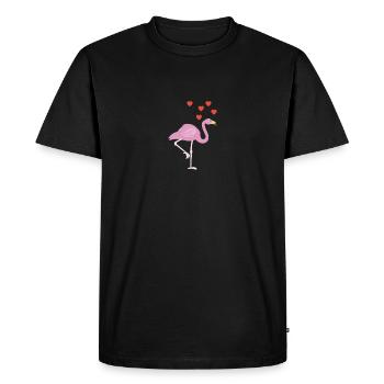 T-Shirt Flamant Rose Cœurs - Bird Lover Pride Rose - T-shirt Premium bio Homme - noir - Devant - Nico (187cm)