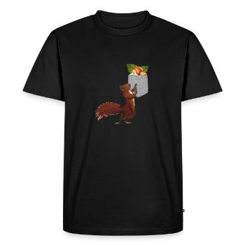 L’écureuil cherche des noix dans votre fausse poche - T-shirt Premium bio Homme - noir - Devant - Nico (187cm)