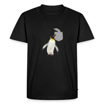 Pingouin Attraper Du Poisson Dans Votre Fausse Poche Fun - T-shirt Premium bio Homme - noir - Devant - Nico (187cm)