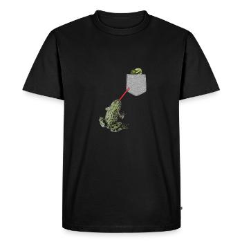 Langue de grenouille atteignant le têtard dans votre poche - T-shirt Premium bio Homme - noir - Devant - Nico (187cm)