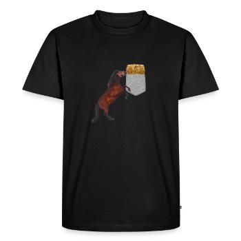 Cheval Cherchant Du Foin Dans Votre Fausse Poche Drôle - T-shirt Premium bio Homme - noir - Devant - Nico (187cm)