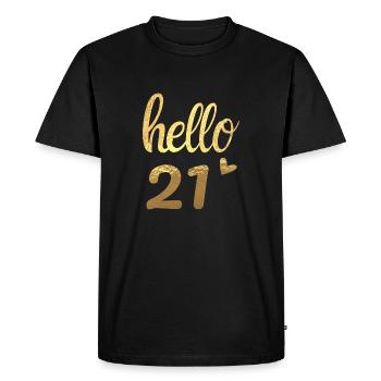 Hello 21 doré - T-shirt Premium bio Homme - noir - Devant - Nico (187cm)