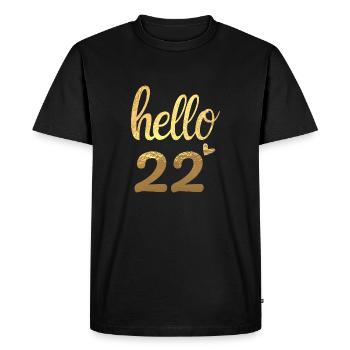 Hello 22 doré - T-shirt Premium bio Homme - noir - Devant - Nico (187cm)