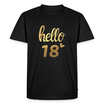 Hello 18 doré - T-shirt Premium bio Homme - noir - Devant - Nico (187cm)