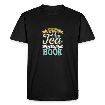 Happiness Is A Cup Of Tea & A Good Book Tea Drinke - Men's Premium Organic T-Shirt - black - Front - Nico (187cm)