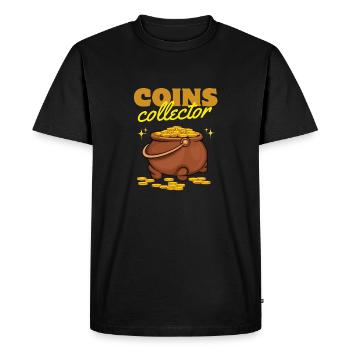 Coins Collector Cauldron of Gold - Men's Premium Organic T-Shirt - black - Front - Nico (187cm)