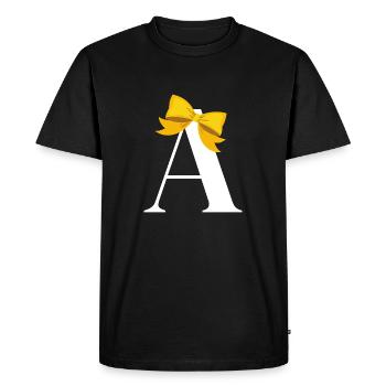Yellow bow letter - Men's Premium Organic T-Shirt - black - Front - Nico (187cm)