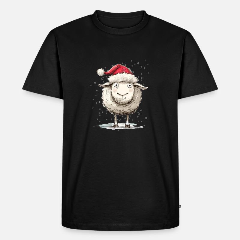 Weihnachts- Schaf - Männer Premium Bio T-Shirt - Schwarz