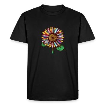 LGBTQ tournesol arc-en-ciel drapeaux Diversité Droite Humaine - T-shirt Premium bio Homme - noir - Devant - Nico (187cm)