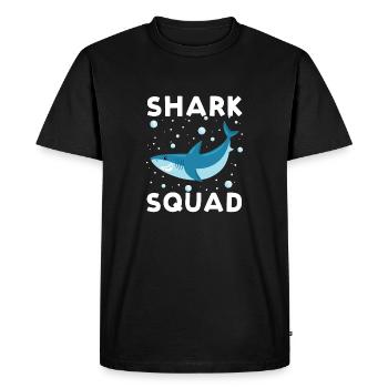 Cool Shark Squad with Surfboard Summer Vibes - Men's Premium Organic T-Shirt - black - Front - Nico (187cm)