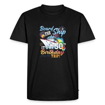 Celebrating 50th Birthday with a Cruise Adventure - Men's Premium Organic T-Shirt - black - Front - Nico (187cm)