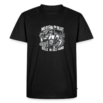 Mortier dans le sang, truelle à la main - T-shirt Premium bio Homme - noir - Devant - Nico (187cm)