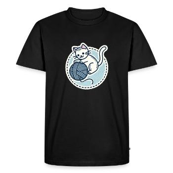 Mignon chaton blanc jouant avec un fil - T-shirt Premium bio Homme - noir - Devant - Nico (187cm)