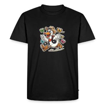 Silly Goose dans un chapeau de shérif de cow-boy et des bottes - T-shirt Premium bio Homme - noir - Devant - Nico (187cm)
