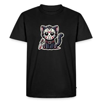 Cute Killer Cat in Halloween costume - Men's Premium Organic T-Shirt - black - Front - Nico (187cm)