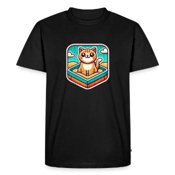 Chat mignon assis dans le bac à sable - T-shirt Premium bio Homme - noir - Devant - Nico (187cm)
