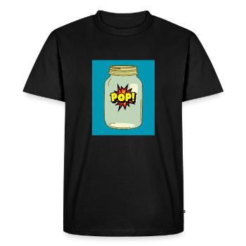Pop! in a Jar – Fun Comic Style Design - Men's Premium Organic T-Shirt - black - Front - Nico (187cm)
