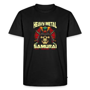 Heavy Metal Samurai Fierce Warrior of Steel - Men's Premium Organic T-Shirt - black - Front - Nico (187cm)