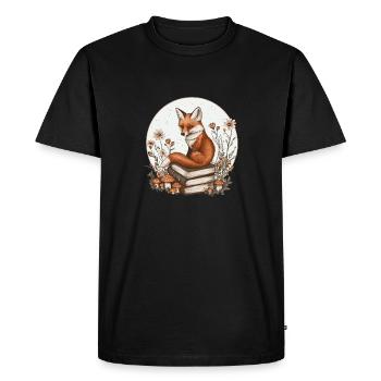Cottagecore Fox with Books - Men's Premium Organic T-Shirt - black - Front - Nico (187cm)