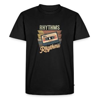 cassette rythme année 80 - T-shirt Premium bio Homme - noir - Devant - Nico (187cm)