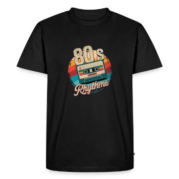 cassette rythme année 80 - T-shirt Premium bio Homme - noir - Devant - Nico (187cm)