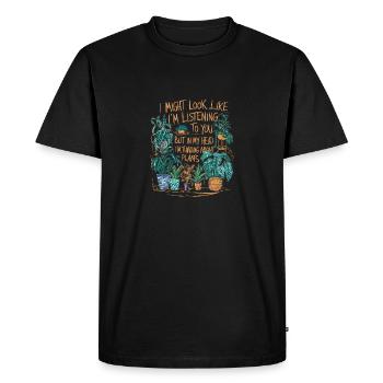 Dans mes pensées avec mes plantes - T-shirt Premium bio Homme - noir - Devant - Nico (187cm)