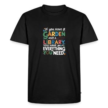 Garden and library – everything you need - Men's Premium Organic T-Shirt - black - Front - Nico (187cm)