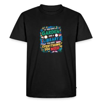 Garden and books – true happiness - Men's Premium Organic T-Shirt - black - Front - Nico (187cm)
