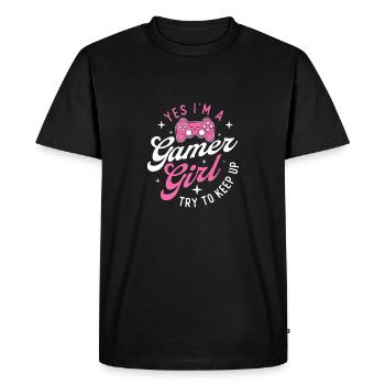 Yes, I’m a Gamer Girl - Try to Keep Up - Men's Premium Organic T-Shirt - black - Front - Nico (187cm)