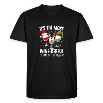 It's The Most Wine-derful Time Of The Year Santa C - Men's Premium Organic T-Shirt - black - Front - Nico (187cm)