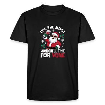 C’est le moment le plus merveilleux pour le vin Père Noël - T-shirt Premium bio Homme - noir - Devant - Nico (187cm)